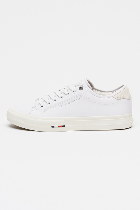Tommy Hilfiger, Спортни обувки от кожа и еко кожа, Бял