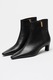 Tommy Hilfiger, Botine din piele cu varf patrat, Negru