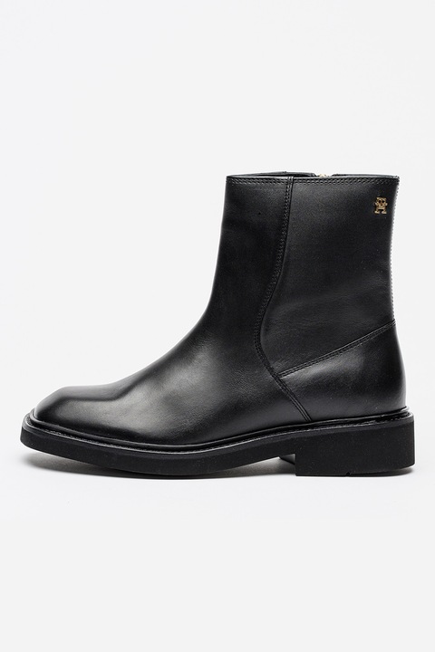 Tommy Hilfiger, Ghete din piele cu varf patrat, Negru