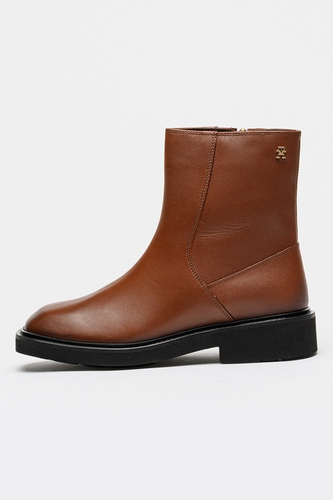 Tommy Hilfiger, Ghete din piele cu varf patrat, Maro