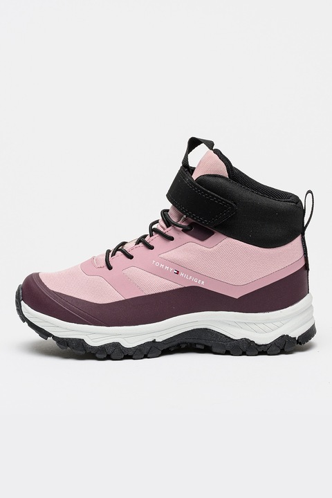 Tommy Hilfiger, Ghete cu sireturi si velcro, Violet/Roz