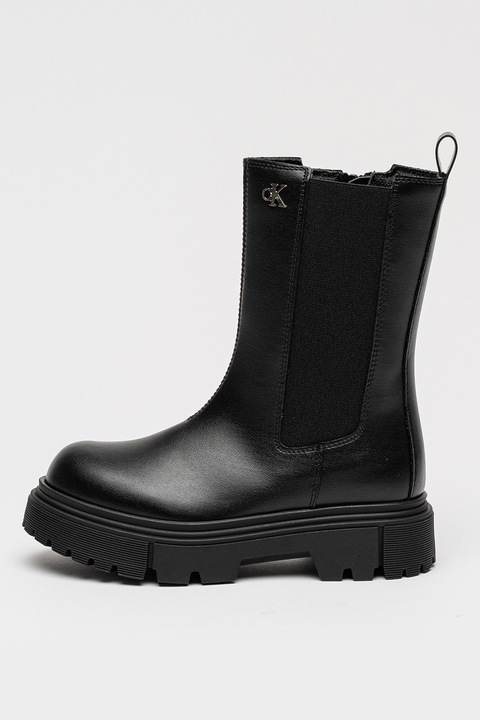 CALVIN KLEIN, Ghete din piele ecologica cu garnituri elastice, Negru
