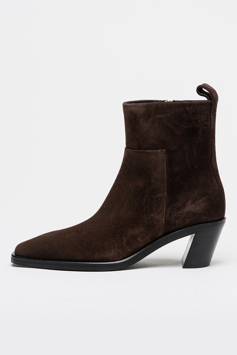 CALVIN KLEIN JEANS, Botine din piele intoarsa cu fermoar, Maro