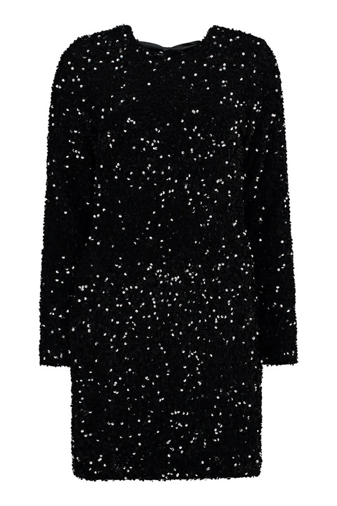 Hailys, Rochie cu paiete, Negru/Argintiu, S