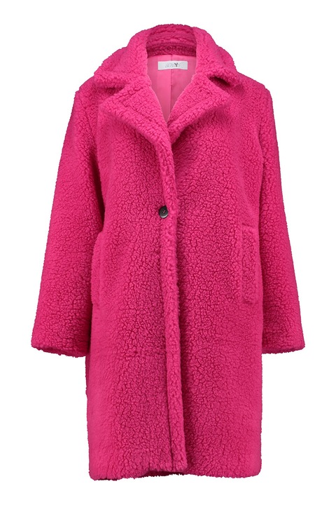 Hailys, Palton din material teddy cu buzunare, Roz aprins