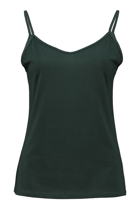 Zabaione, Top slim fit cu bretele subtiri, Verde inchis