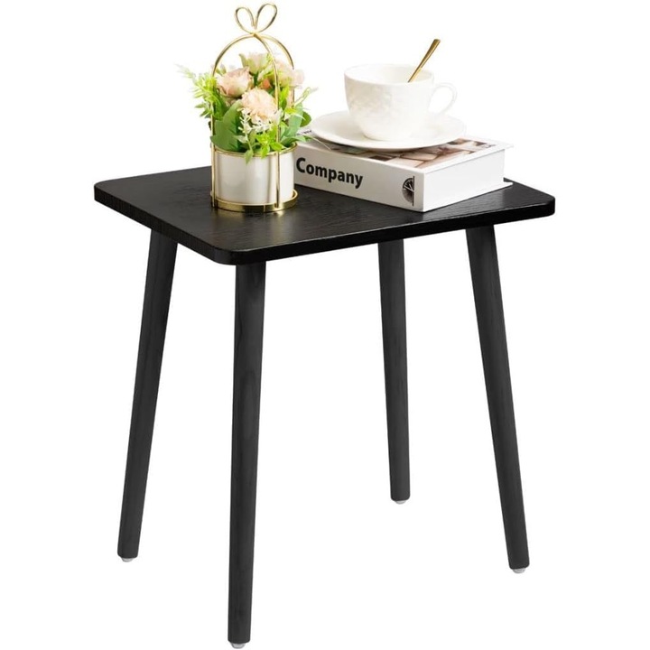 Foraofur Masuta Laterala Mica, Montaj Usor, Masa Mica Pentru Living, Dormitor, Balcon, Birou, Inaltime 42 Cm, Masa Laterala Alba, Masa Mini, Noptiera, Negru, Alb