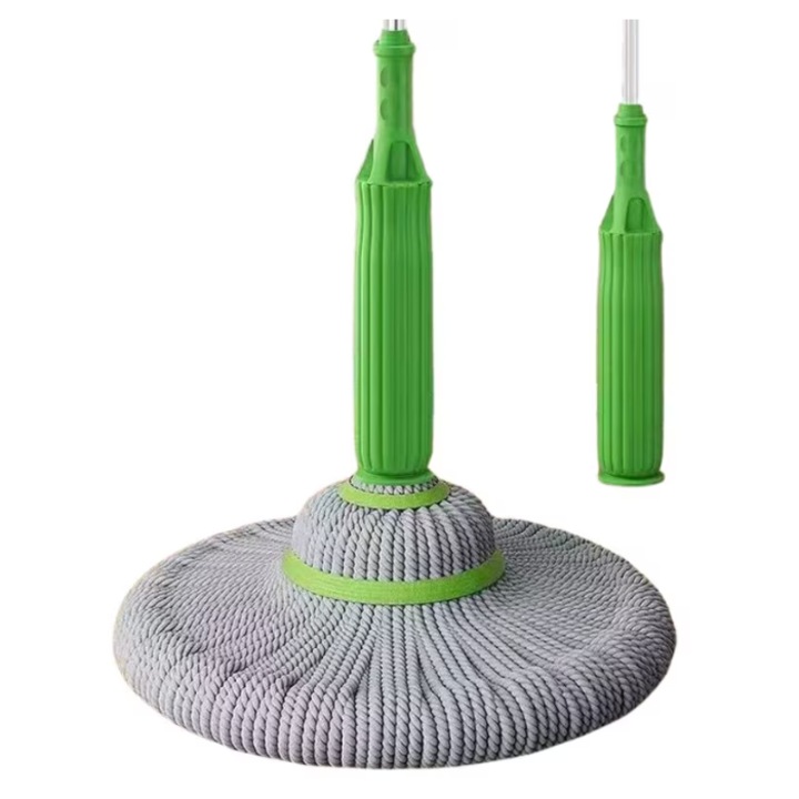Mop Profesionist cu Cap 360° din Microfibra 52 cm – Usor de Folosit, Maner ergonomic Din Inox Inoxidabil, Super Absorbant, Stoarcere Rapida, KINGON