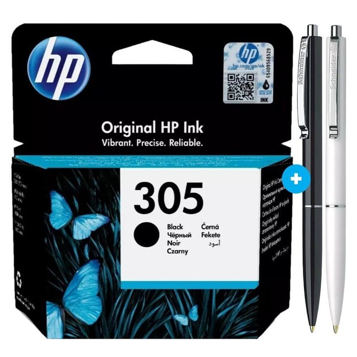 Комплект оригинални касети за мастило HP305A, 3YM61AE Черно, 120 страници-2xхимикалка Schneider