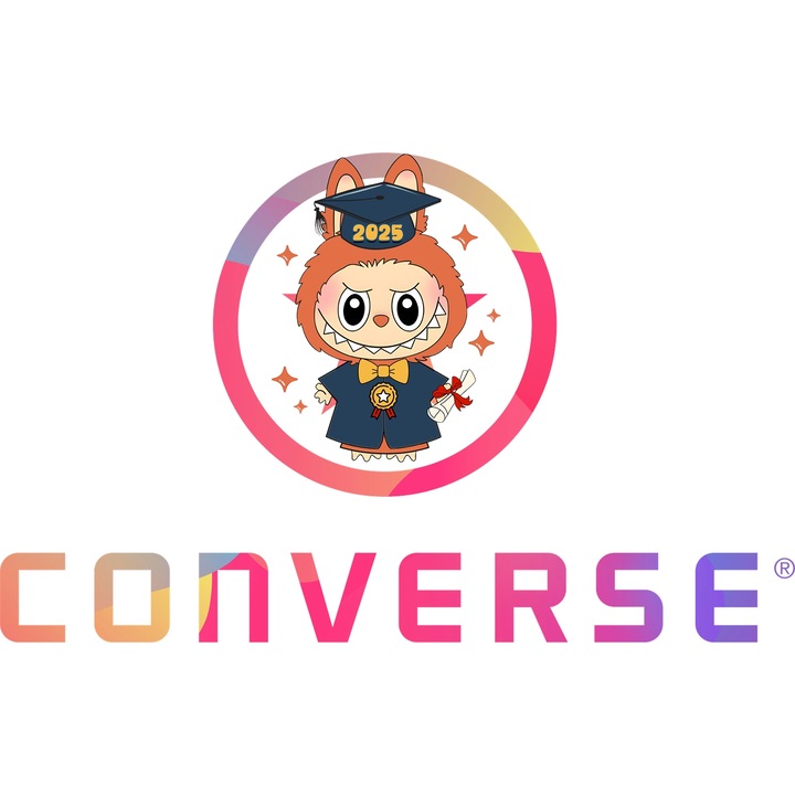 Sticker Adeziv Cu Labubu, Cu Textul "Converse" - Design 6, cu Margini Albe, PVC Vinyl 80CM