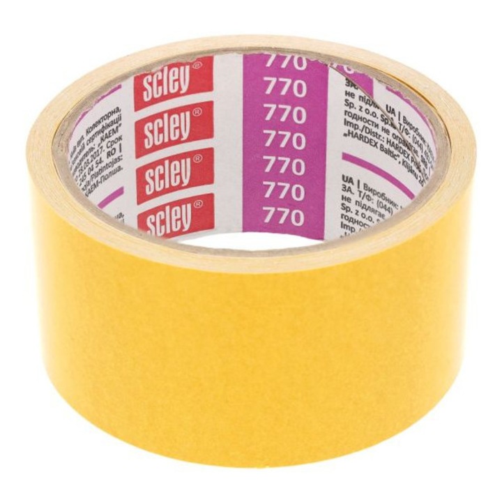 Двустранна самозалепваща лента 48мм x 10м Scley серия 770, за различни повърхности, устойчива