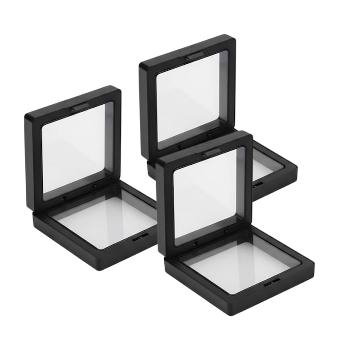 Cutie de depozitare pentru bijuterii, cutie suspendata din folie PE impotriva oxidarii bijuteriilor, cutie pentru inele si coliere, cutie de afisare pentru bijuterii, 9cm*cm, alb, set de trei bucati