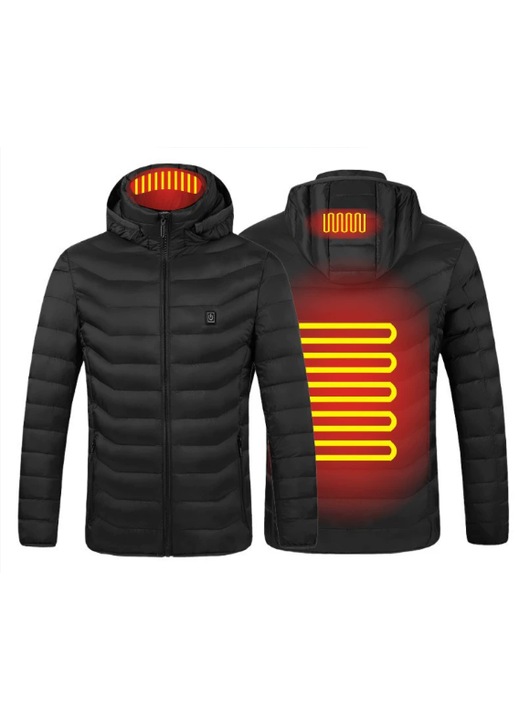 incalzita, zone de incalzire, incarcare rapida USB, neagra, poliester, Negru