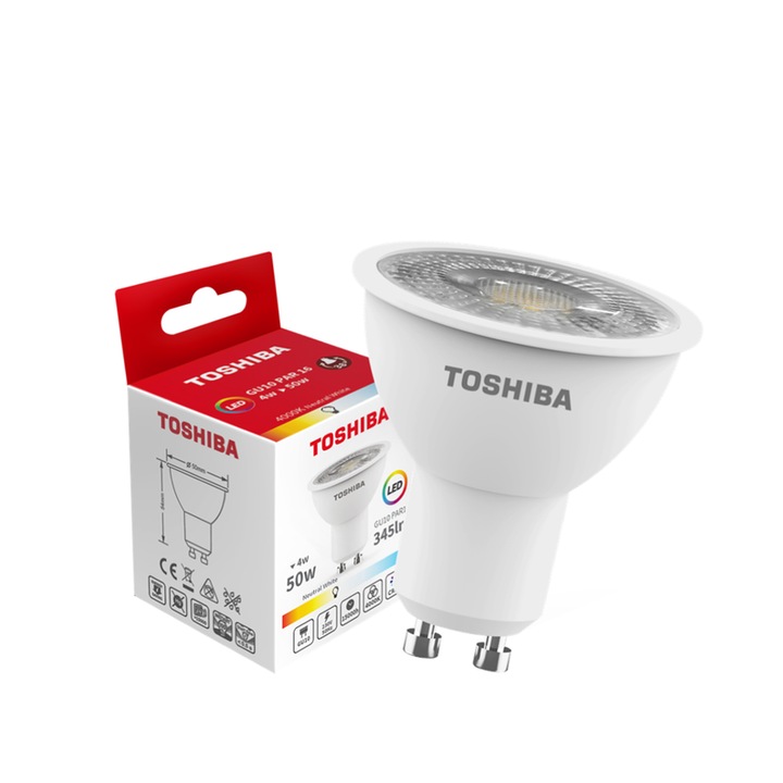 Лампа LED GU10 Toshiba 4W 4000K 345lm 54x50mm