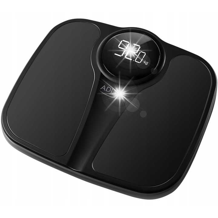 Електронен кантар за тяло Adler, 180кг, черен, 340x310мм, с включени батерии