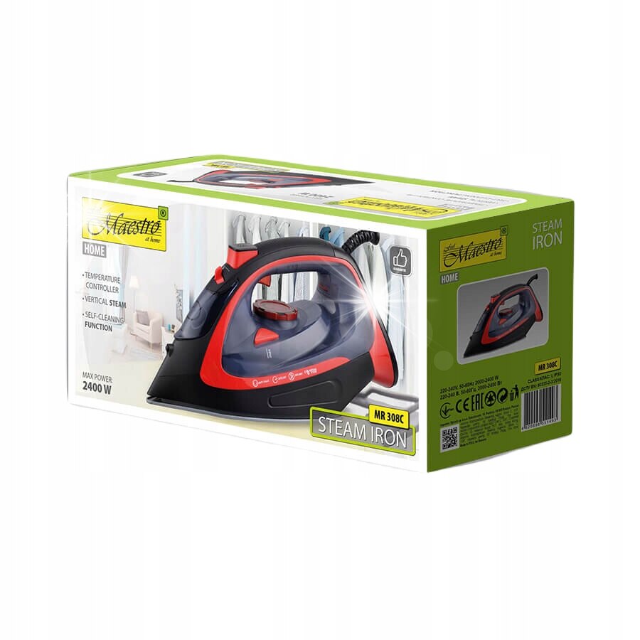 Fier de calcat cu abur Maestro MR-308C, 2400W, ceramica, 30,3x12,1x14,5cm, functie de auto-curatare