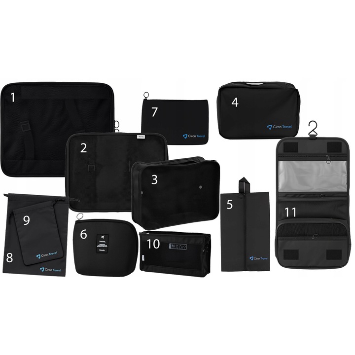 Utazásszervező készlet 11 elem, CIRON, többszínű, változó méretek