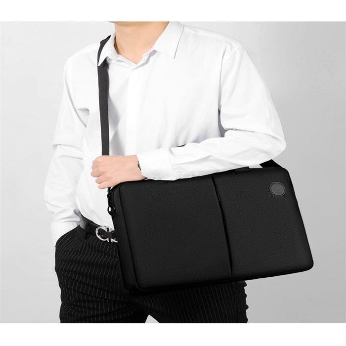 Geantă laptop 15.6", impermeabilă, curea de umăr detasabilă, neagră