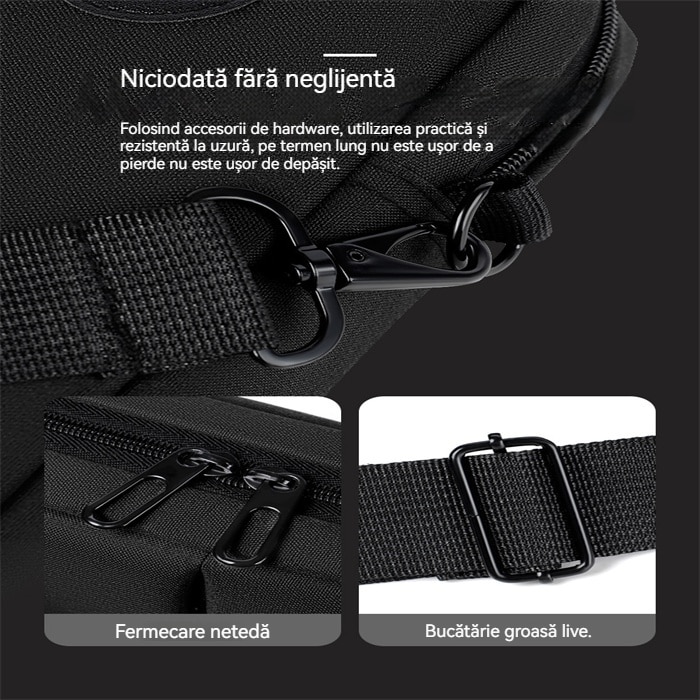 Geantă laptop 15.6", impermeabilă, curea de umăr detasabilă, neagră