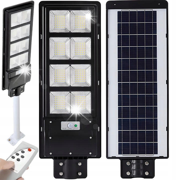 Lampa solara LED 90W, Retoo, senzor de miscare si montaj, neagra, 72x26,6x11cm