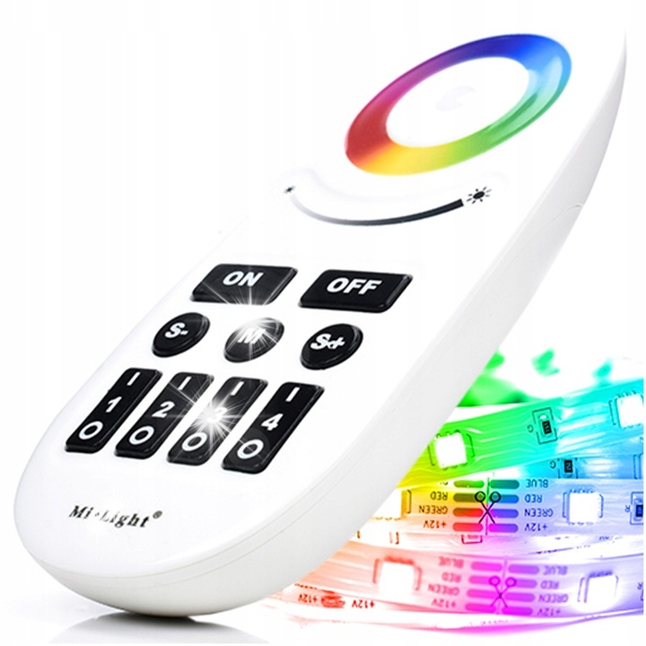 Пилотно управление за RGBW LED ленти, Decorya, 5.3x2.1x11cm, честота 2.4GHz, обхват 30m