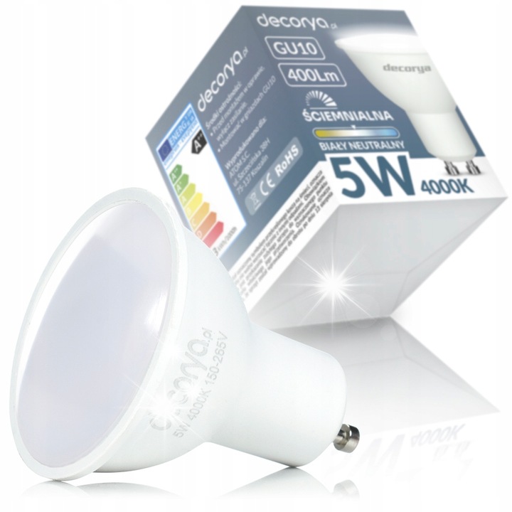 LED крушка GU10 димируема 5W, Decorya, 4000K, 400Lm, 50x57mm