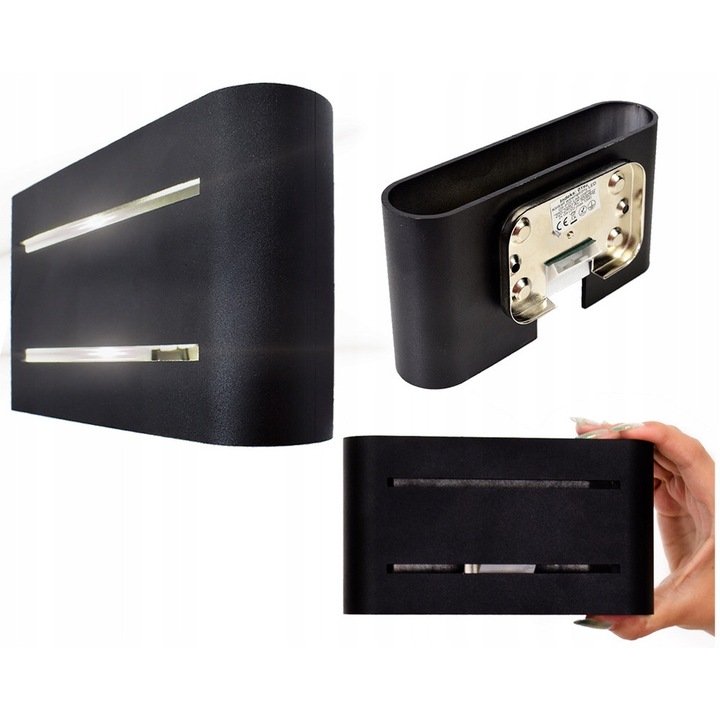 Kinkiet dublu, Decorya, negru mat, 15x9x3,7cm, 2x G9