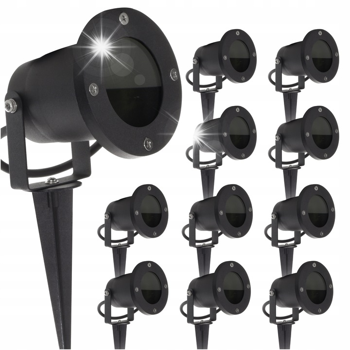 Decorya 10x kültéri spotlámpa szett, GU10, IP54, fekete, 305x93x93mm
