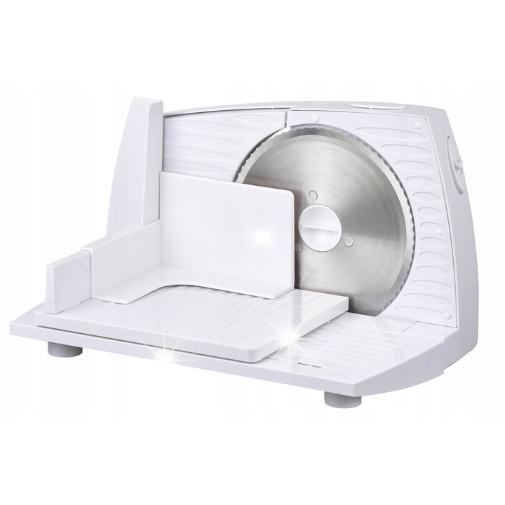 Машина за нарязване на месо Adler AD4703, бяла, 400W, дебелина на рязане 0-15мм, размери 44.1x24.5x21.6см