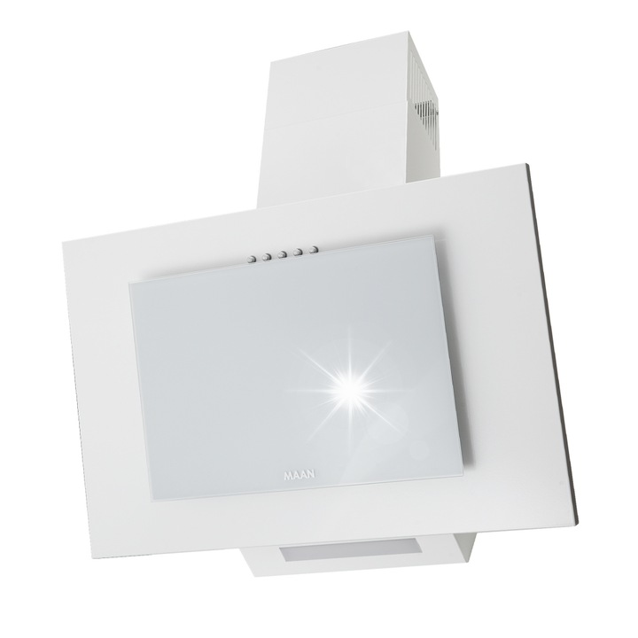 Hota de bucatarie Maan Vela, 50cm, alb, set complet cu iluminare LED si filtru aluminiu