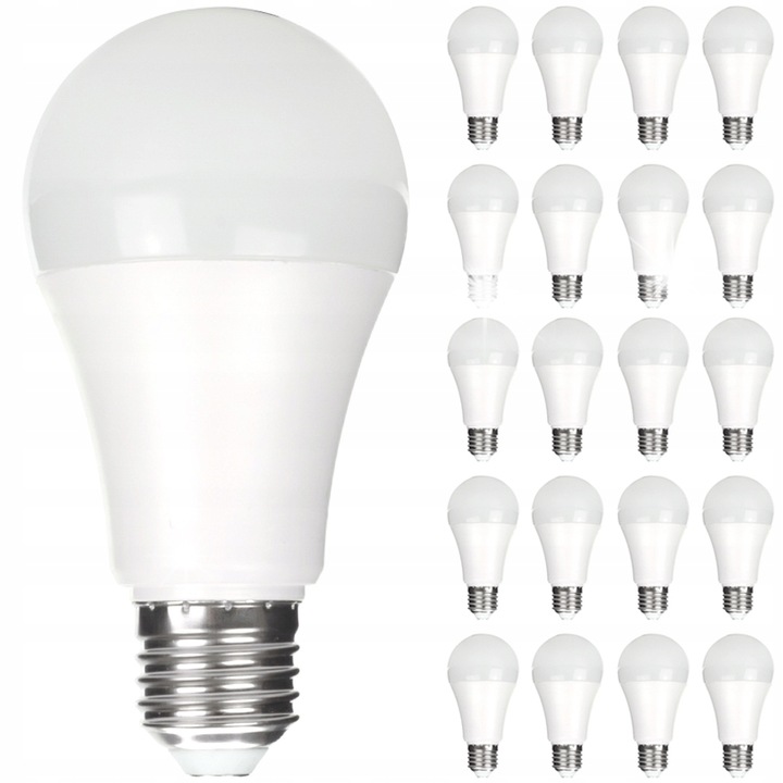 Комплект 20x LED крушки E27 15W 1200lm, топло бяла светлина, Decorya