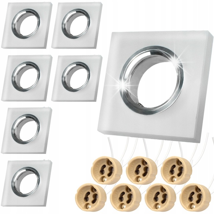 Set 7x Decorya spotlámpák, matt üveg, 90x90x18mm, GU10 foglalat