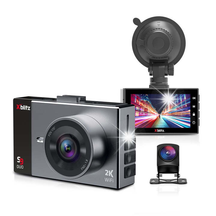 Камера за автомобил DVR Xblitz S9 Duo, WiFi, 2K, G-сензор, 170°