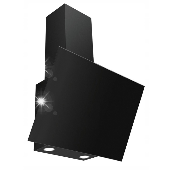 Аспиратор MAAN Vertical Glass 60 см, черен, с LED осветление, 3 скорости, миещ се алуминиев филтър