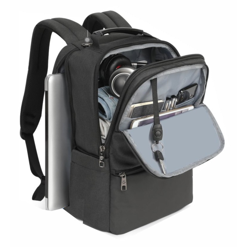 Rucsac laptop 15.6" Swissten, 19L, 8 compartimente, culoare neagra