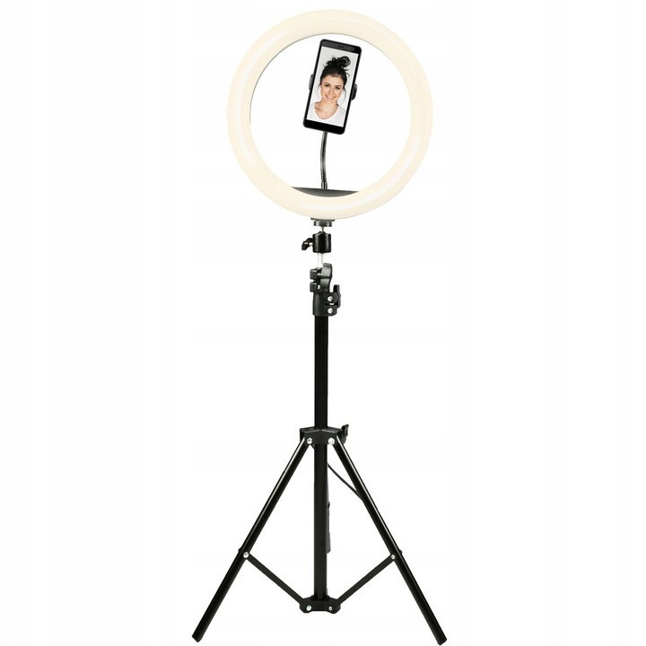 LED gyűrűlámpa, Denver RLS-801, állítható, fekete, 8", 19cm