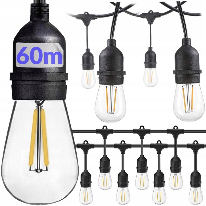 Dekoratív füzér, Decorya, 60m, 60 LED, meleg fehér, IP65