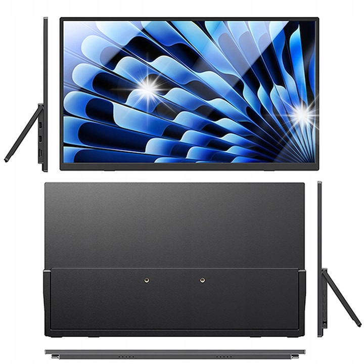 Преносим монитор 15,6", Full HD 1920x1080, 100% sRGB, 300 нита, комплект кабели Type-C и HDMI