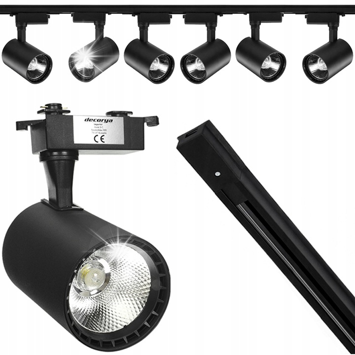 Комплект 6 LED прожектора, Decorya, 30W, Студено бяло, 1м