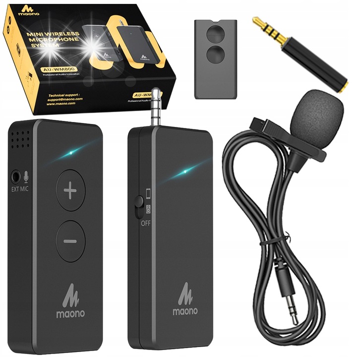 Maono AU-WM800 professzionális vezeték nélküli mikrofon, 4 óra üzemidő, 2.4G átvitel, teljes készlet