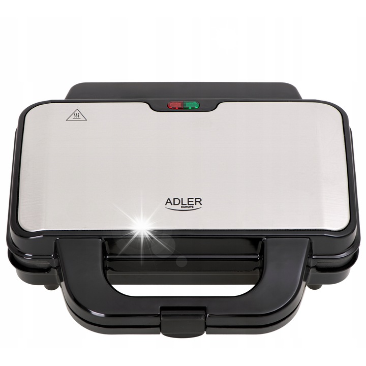 Opiekacz pentru sandvisuri Adler, model AD 3055, 2000 W, negru, 4 sandvisuri, dimensiuni 32x25x9,5 cm
