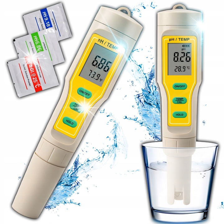 Retoo ER1154 pH mérő, hőmérő, vízálló, 18x4cm