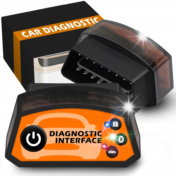 Диагностичен интерфейс Retoo OBDII, Bluetooth 4.0/5.0, съвместим с iOS и Android, 2,4x4,5x2,7 см