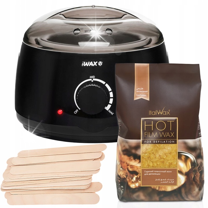 Set depilare ItalWax, ceara tare 250g, incalzitor ceara, negru