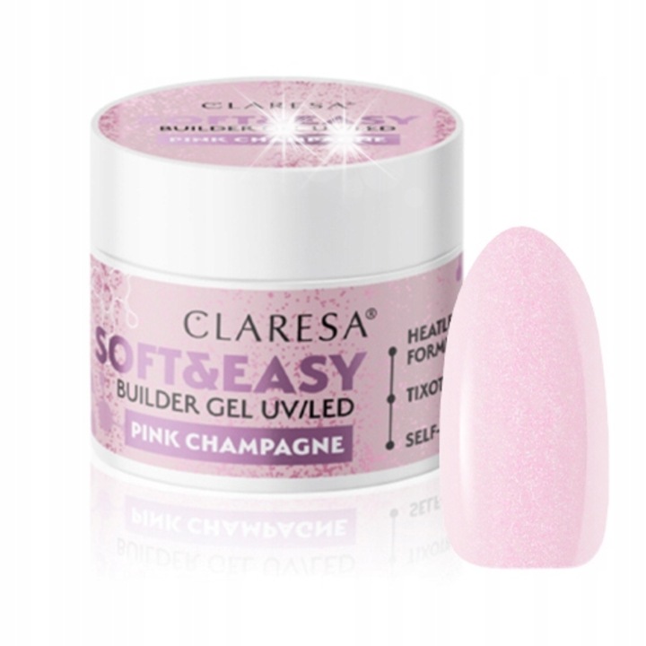 Claresa Soft&Easy Pink Champagne építőzselé körömre, 90g, 1 darab