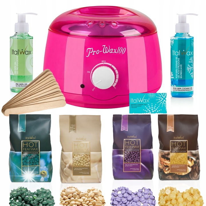 Комплект за депилация ItalWax, нагревател 100W, 4 вида восък, по 100гр всеки