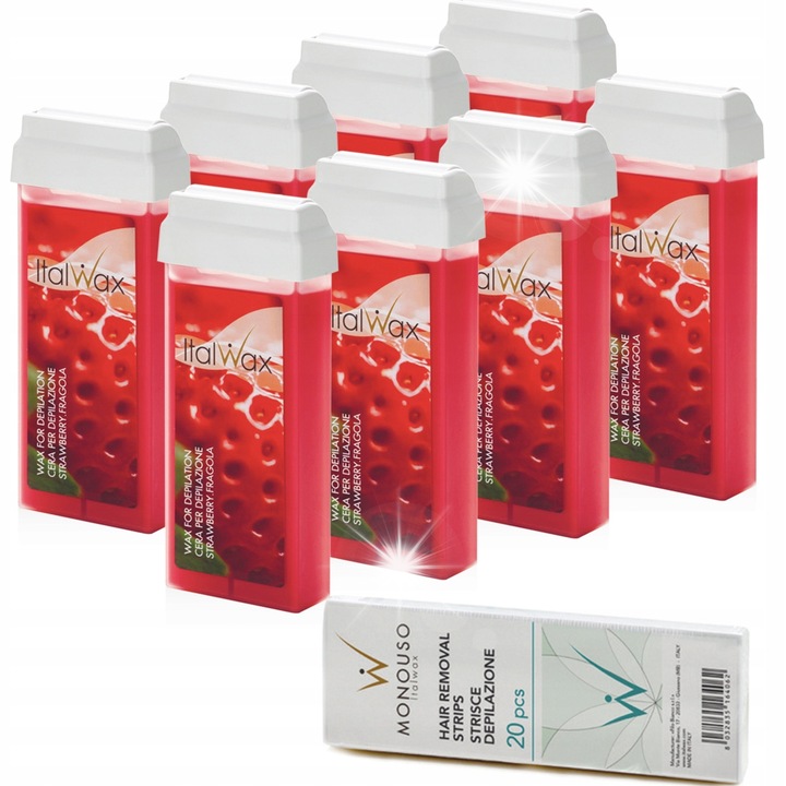 Комплект за депилация 8x рол-он кола маска ItalWax, ленти 20 бр., по 100 мл всяка, 52x111x22 мм