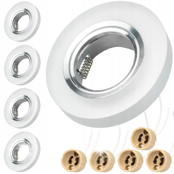 Комплект 5x аплици, Decorya, Матирано стъкло, 90x90x18мм, Отвори за монтаж GU10