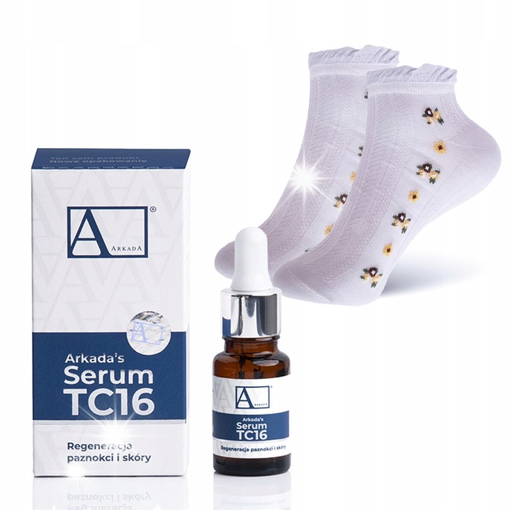 Arkada bőrápoló és körömkezelő készlet, TC16 kollagén szérum 11ml + női zokni