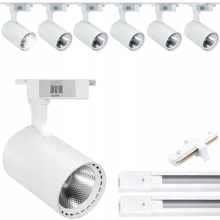 Комплект 6 LED прожектора, Decorya, 30W, бял, 2м